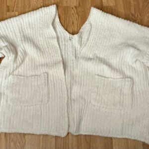 POL Cream Colored Women's Open Cardigan Short Sleeved Sweater